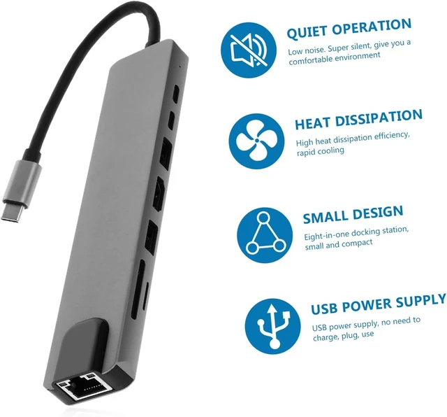 Alt view image 7 of 7 - Tofficu Type-c Docking Station USB Hub Converter for Laptop Office Use USB C Adapter and Hub Dock Station