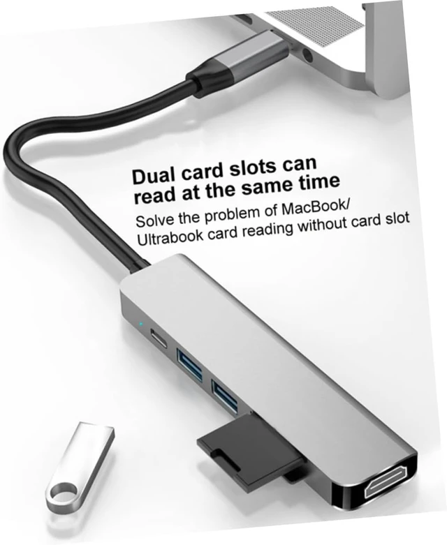 Alt view image 3 of 7 - Artibetter 2pcs Multiport USB Hub Adapter Portable for Laptop Space Saving USB C to Display and Card Reader