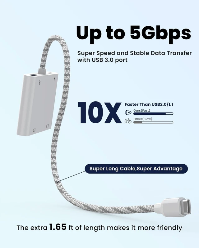 Alt view image 6 of 6 - Fophmo USB C to Dual HDMI Adapter, 4K@60Hz with 100W PD, USB-A, Support C to 2 HD Splitter Extended Display for Type C Devices (MST is not Supported on MacOS) (Silver, 3 * 0.6 * 6.7in)
