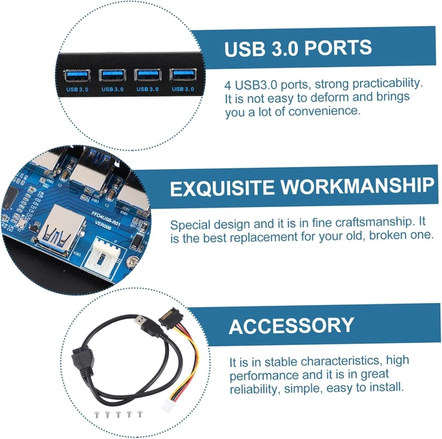 Alt view image 7 of 7 - 3.5 Inch Black Stainless Steel USB 3.0 Front Panel