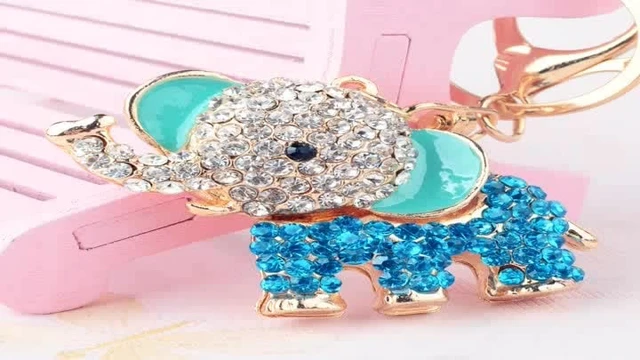 Alt view image 2 of 6 - xiexuelian Cartoon Diamond-Encrusted Elephant car Keychain Bag Pendant Cute Elephant Creative Ladies Wallet pendant