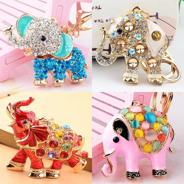 Alt view image 3 of 6 - xiexuelian Cartoon Diamond-Encrusted Elephant car Keychain Bag Pendant Cute Elephant Creative Ladies Wallet pendant