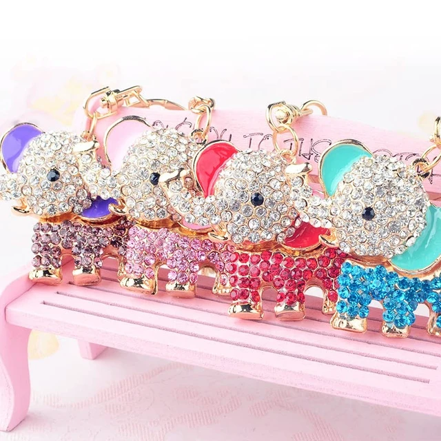 Alt view image 5 of 6 - xiexuelian Cartoon Diamond-Encrusted Elephant car Keychain Bag Pendant Cute Elephant Creative Ladies Wallet pendant