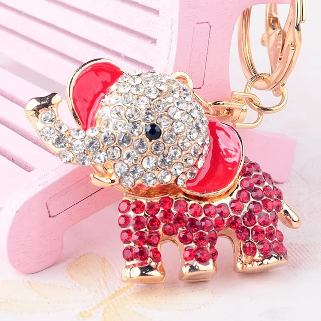 Alt view image 4 of 6 - xiexuelian Cartoon Diamond-Encrusted Elephant car Keychain Bag Pendant Cute Elephant Creative Ladies Wallet pendant