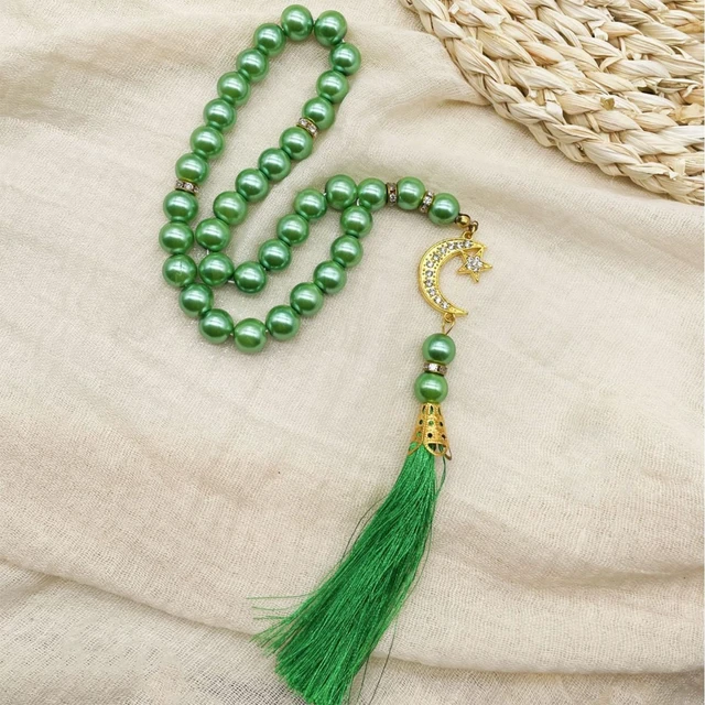 Alt view image 3 of 7 - jiahesuw Elegant 33 Bead Glass Prayer Beads Bracelet Handmade Muslims Accessory Jewelry for Meditation Or Religious Ceremonies