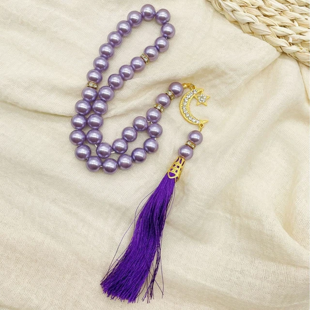 Alt view image 6 of 7 - jiahesuw Elegant 33 Bead Glass Prayer Beads Bracelet Handmade Muslims Accessory Jewelry for Meditation Or Religious Ceremonies