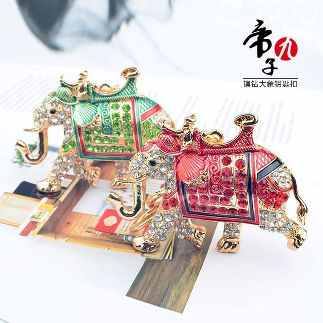 Alt view image 2 of 6 - xiexuelian 2021 Painting Oil Diamond Elephant Keychain Creative Personality Ethnic Style Bag Key pendant