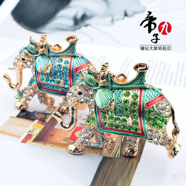 Alt view image 3 of 6 - xiexuelian 2021 Painting Oil Diamond Elephant Keychain Creative Personality Ethnic Style Bag Key pendant