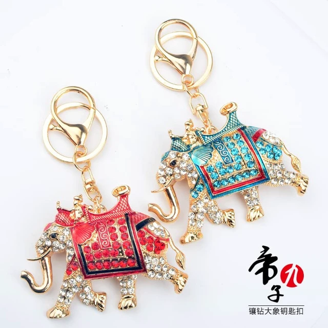 Alt view image 4 of 6 - xiexuelian 2021 Painting Oil Diamond Elephant Keychain Creative Personality Ethnic Style Bag Key pendant
