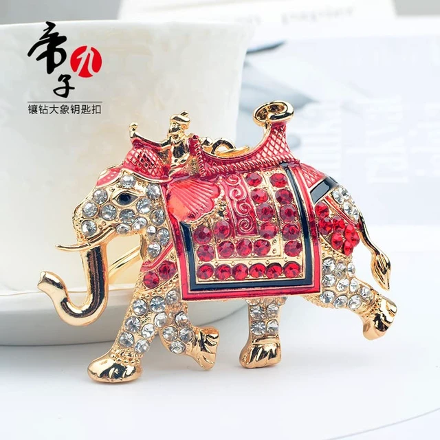Alt view image 6 of 6 - xiexuelian 2021 Painting Oil Diamond Elephant Keychain Creative Personality Ethnic Style Bag Key pendant