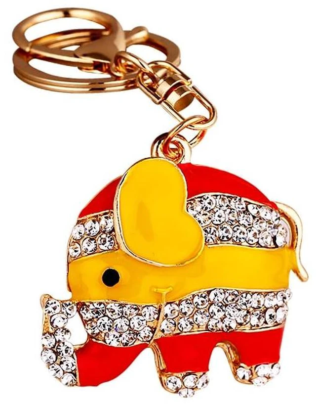 Main image of xiexuelian Cartoon Diamond-Encrusted Elephant car Key Chain Alloy Bag Pendant Small Gift Gift giveaway