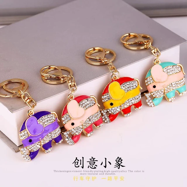Alt view image 3 of 6 - xiexuelian Cartoon Diamond-Encrusted Elephant car Key Chain Alloy Bag Pendant Small Gift Gift giveaway