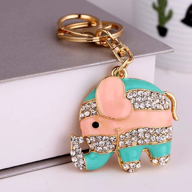 Alt view image 5 of 6 - xiexuelian Cartoon Diamond-Encrusted Elephant car Key Chain Alloy Bag Pendant Small Gift Gift giveaway
