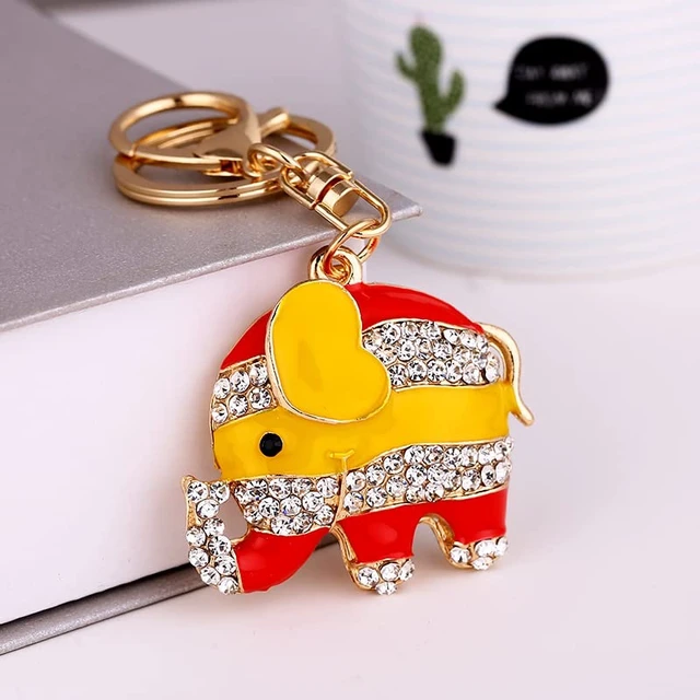 Alt view image 6 of 6 - xiexuelian Cartoon Diamond-Encrusted Elephant car Key Chain Alloy Bag Pendant Small Gift Gift giveaway