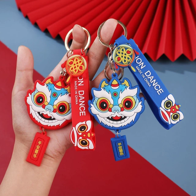 Alt view image 3 of 6 - xiexuelian Lucky Lion Keychain PVC Soft Glue Cute Cartoon Lion Dance Schoolbag Pendant Creative Small gift