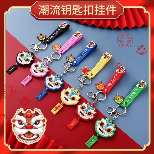 Alt view image 5 of 6 - xiexuelian Lucky Lion Keychain PVC Soft Glue Cute Cartoon Lion Dance Schoolbag Pendant Creative Small gift