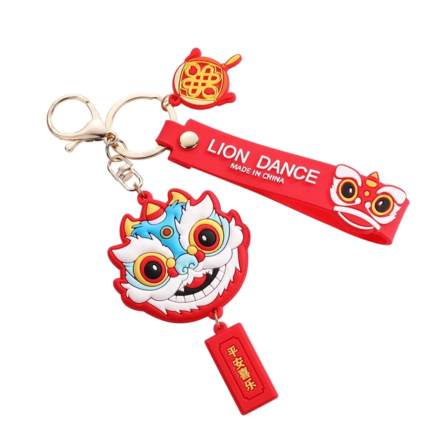 Alt view image 6 of 6 - xiexuelian Lucky Lion Keychain PVC Soft Glue Cute Cartoon Lion Dance Schoolbag Pendant Creative Small gift