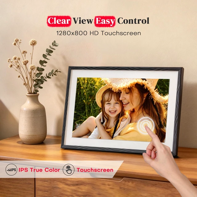 Alt view image 6 of 7 - Frameo Digital Picture Frame, 10.1'' Frameo Digital Photo Frame WiFi, 32GB | 1280*800 HD Touch Screen Digital Photo Frame for Wall, Share Photo Video, Birthday Gifts for Women