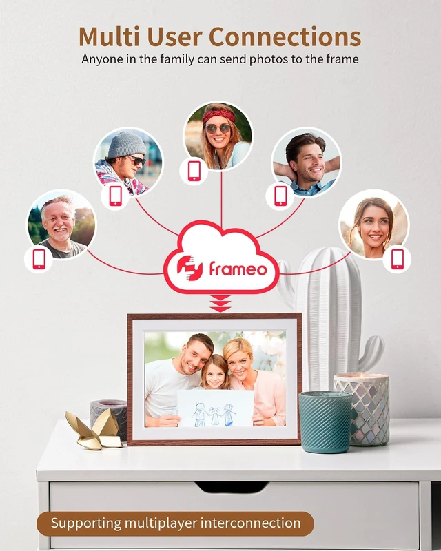 Alt view image 6 of 7 - Frameo 10.1 Inch WiFi Digital Picture FrameElectronic Frame,1280 * 800IPS HD Cloud Smart Digital Photo Frame,32GB Storage, Wall Mountable, Auto-Rotate,Easy to Share Photos or Videos via FRAMEO APP