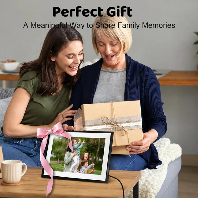 Alt view image 5 of 7 - 10.1" WiFi Digital Picture Frame with Frameo App, Gifts for Mom & Grandma | Instant Photo & Video Sharing, HD IPS Touchscreen, 32GB Storage, Auto-Rotate & Wall Mount, Senior-Friendly