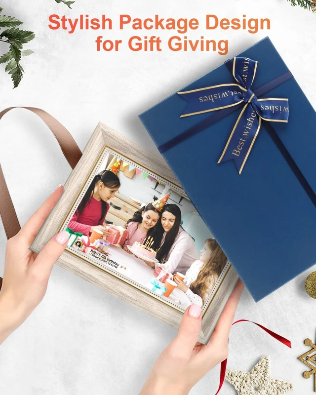 Alt view image 7 of 7 - Frameo Digital Frame 10.1 Inch WiFi Digital Photo Frame with 32GB Storage, 1280x800 HD IPS Touch Screen Picture Frames with Frameo APP, Long Distance Realationship Gifts, Elderly Tech-Nordic White