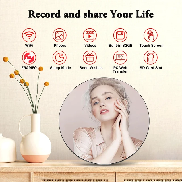 Alt view image 3 of 7 - Frameo Digital Picture Frame Digital Calendar 10.1 Inch Mirror|WiFi Smart Photo Frame|IPS HD Touchscreen|Auto-Synced Calendar, 32GB|Share Photos/Videos via Frameo App, Gift for Parents Grandparents