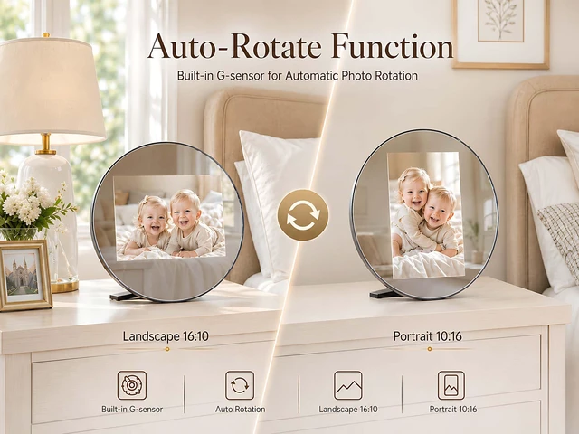 Alt view image 4 of 7 - Frameo Digital Picture Frame Digital Calendar 10.1 Inch Mirror|WiFi Smart Photo Frame|IPS HD Touchscreen|Auto-Synced Calendar, 32GB|Share Photos/Videos via Frameo App, Gift for Parents Grandparents
