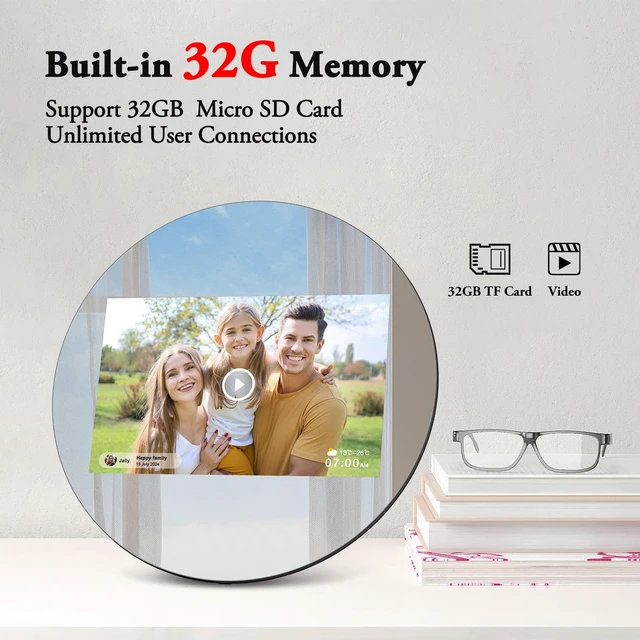 Alt view image 7 of 7 - Frameo Digital Picture Frame Digital Calendar 10.1 Inch Mirror|WiFi Smart Photo Frame|IPS HD Touchscreen|Auto-Synced Calendar, 32GB|Share Photos/Videos via Frameo App, Gift for Parents Grandparents