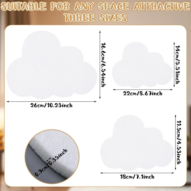 Alt view image 2 of 6 - 6 Pcs Cloud Felt Board 10" 9" 7" Self-adhesive Wall Decor Boho | Pin Board for Photos, Bedroom Dorm Classroom Playroom, Soft Felt Clouds, Boho Aesthetic Hanging, Easy Peel Stick