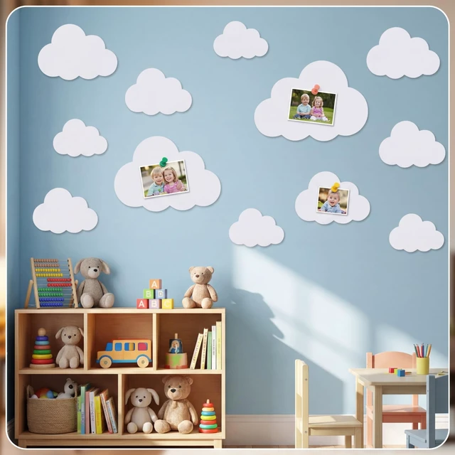 Alt view image 6 of 6 - 6 Pcs Cloud Felt Board 10" 9" 7" Self-adhesive Wall Decor Boho | Pin Board for Photos, Bedroom Dorm Classroom Playroom, Soft Felt Clouds, Boho Aesthetic Hanging, Easy Peel Stick