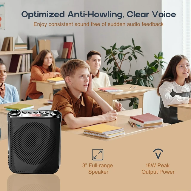 Alt view image 3 of 7 - Voice Amplifier for Teachers Portable Microphone and Speaker, Black | Personal Wired Microphone Headset and Speaker for Classroom, Training, Teaching, Tour Guide, Meeting, Speech