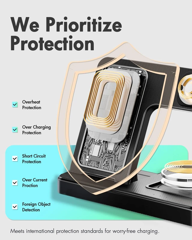 Alt view image 6 of 7 - GETPALS Wireless Charger iPhone Charging Station for Apple Multiple Devices | 3 in 1 Charger Stand for iPhone 18 Pro Max 17 17e 16 16e 15 14 13 12 & Watch Series 12-2 SE Ultra & Airpods 5 4 3 Pro