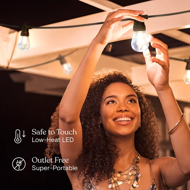 Alt view image 5 of 7 - Ambience Pro USB Powered String Lights - 24 Ft Commercial Grade Waterproof String Lights - Outdoor Shatterproof Patio Lights for Camping, Backyard, Porch, Christmas - 1W 12 Bulbs, Warm White