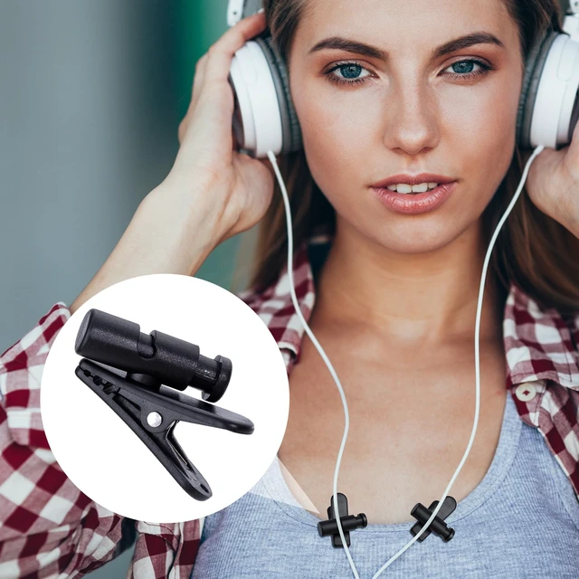 Alt view image 6 of 7 - 2 Pack Headphone Clips for Earphone Wire, Black (for 0.5-3 mm) | 360 Degree Rotate Earphone Microphone Cable Clips, Headset Mic Cord Clamp for Clothing, Shirt, Collar