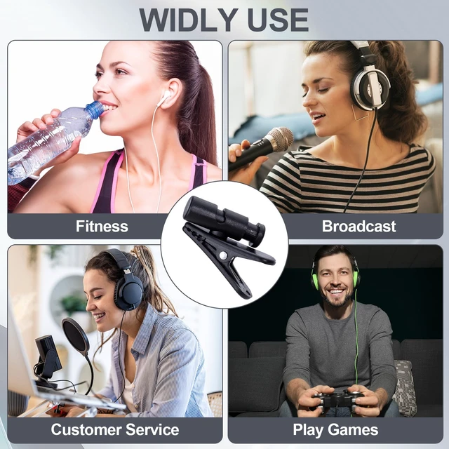 Alt view image 7 of 7 - 2 Pack Headphone Clips for Earphone Wire, Black (for 0.5-3 mm) | 360 Degree Rotate Earphone Microphone Cable Clips, Headset Mic Cord Clamp for Clothing, Shirt, Collar