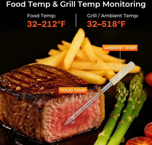 Alt view image 4 of 7 - Bluetooth Wireless Meat Thermometer, Probe for Grill, Oven & BBQ | Bluetooth App Monitoring, Food & Grill Temp Tracking, Smart Alerts, IP68-Rated Meat Probe, USB-C Charging for BBQ & Oven