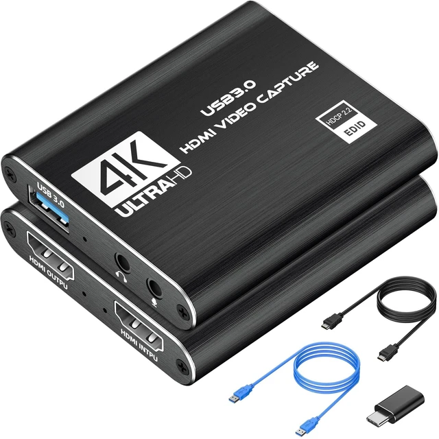 Main image of Capture Card, 4K HDMI Capture Card for Streaming, Full HD 1080P 60FPS USB 3.0 Cam Link Game Audio Video Capture Card, Work with Camera/Switch/Xbox/PS4/PS5/PC/OBS (Black)