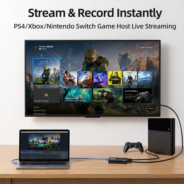 Alt view image 4 of 6 - Capture Card, 4K HDMI Capture Card for Streaming, Full HD 1080P 60FPS USB 3.0 Cam Link Game Audio Video Capture Card, Work with Camera/Switch/Xbox/PS4/PS5/PC/OBS (Black)