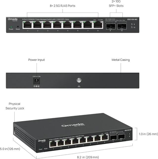 Alt view image 5 of 6 - Omada ES210X-M2, 8 Port 2.5G Easy Managed Switch