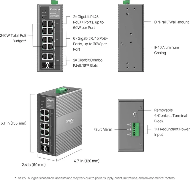 Alt view image 7 of 7 - Omada IES210GPP, 8 Port Gigabit Industrial Easy Managed PoE Switch