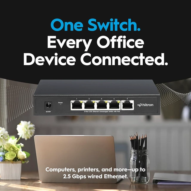 Alt view image 2 of 7 - Hitron APEX2108 8-Port 2.5G Ethernet Unmanaged PoE+ Switch 120W PoE, Fanless, 160Gbps Capacity