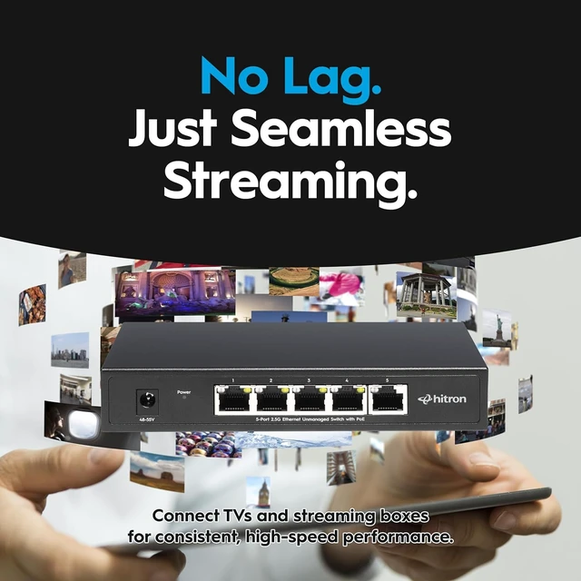 Alt view image 5 of 7 - Hitron APEX2108 8-Port 2.5G Ethernet Unmanaged PoE+ Switch 120W PoE, Fanless, 160Gbps Capacity