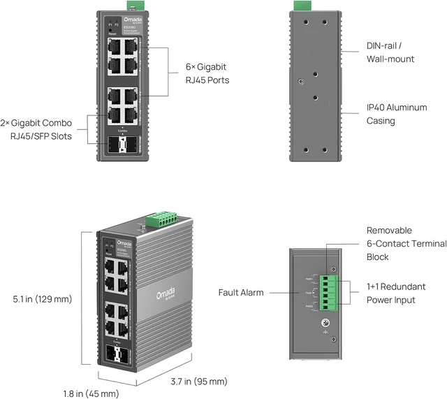 Alt view image 6 of 7 - Omada IES208G, 8 Port Gigabit Easy Managed Industrial Switch
