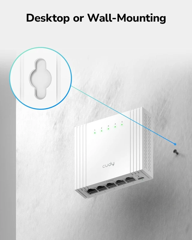 Alt view image 6 of 7 - Cudy 5 Port 2.5G Easy Smart Switch, USB-C Powered, Compact, HS105U