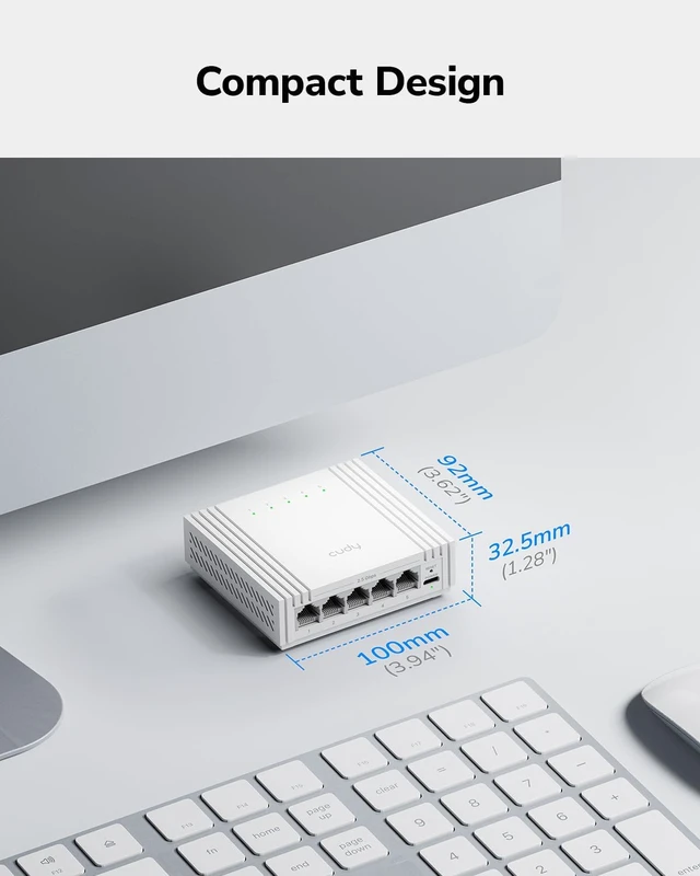 Alt view image 4 of 7 - Cudy 5 Port 2.5G Easy Smart Switch, USB-C Powered, Compact, HS105U