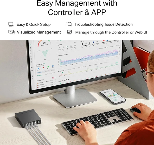Alt view image 6 of 7 - TP-Link TL-SG205PE, 5 Port Gigabit Easy Managed PoE Switch