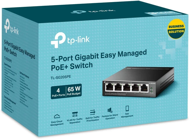 Alt view image 7 of 7 - TP-Link TL-SG205PE, 5 Port Gigabit Easy Managed PoE Switch