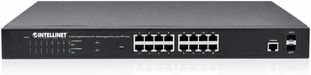 Main image of Intellinet 16-Port Gigabit Managed PoE Switch, 374W, 2 SFP, Rackmount