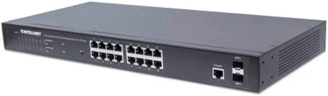 Alt view image 4 of 7 - Intellinet 16-Port Gigabit Managed PoE Switch, 374W, 2 SFP, Rackmount