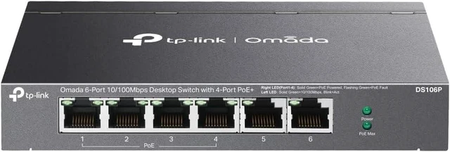 Main image of Omada DS106P, 6-Port 10/100Mbps Unmanaged Desktop Switch with 4-Port PoE+